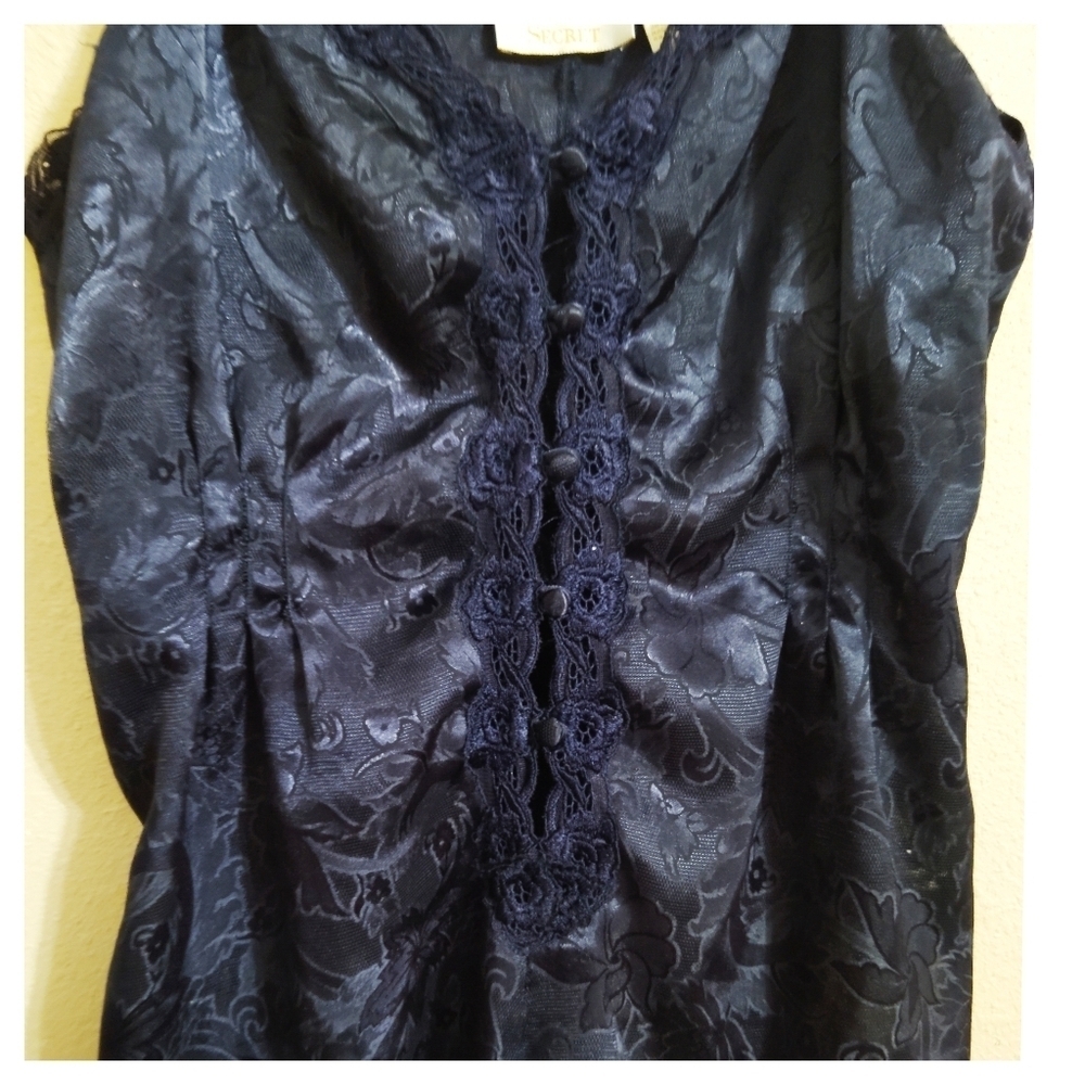 Victoria Secret Gold Label Lace Blue Teddy Romper Size Large - Picture 3 of 5
